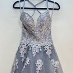 La Femme  26236 Floral Lace Tulle Skirt Gown Photo 2