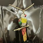 Betsey Johnson Gold-tone Enameled Bejeweled Rhinestones Parrot 30” Necklace Photo 1