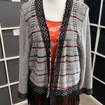Christopher & Banks  Black and White Fringed Western Cardigan Sweater Photo 0