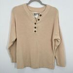 Aerie Ribbed Knit Long Sleeve Henley Sweater Beige Brown Size Small Normcore Photo 1