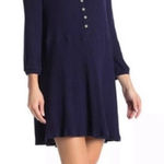 Anthropologie NWT Womens  Blu Pepper Navy Blue Ribbed Button Baby Doll Dress -  S Photo 0
