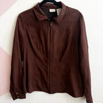White Stag  Faux Suede Jacket Y2K 2000s Minimalist Retro 90s Vintage Brown Large Photo 0