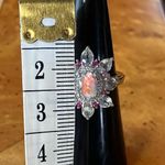 Rainbow Moonstone Pink Sapphire Sterling Silver Cocktail Ring Size 6 Photo 5