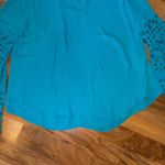 Chico's Teal Blue Long Sleeve Blouse w/ Cutout Detail Bell Sleeves Photo 2