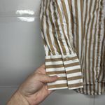 LOFT Women’s Small Brown White Striped Button Up Shirt Long Sleeve Photo 3
