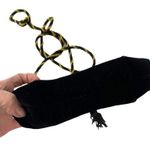 Vintage Black Velvet Clutch Bag Gold & Black Detailing and Corded Shoulder Strap Photo 6