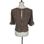 Essue  Leopard Print Ruffle Sleeve Ruched Crop‎ Blouse Top Large Trendy Y2K Chic Photo 3
