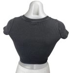 Aritzia TNA Women Black Sculpt Short Sleeve Ribbed Knit T Shirt Tee Crop Top XXS Photo 1