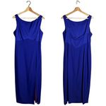 Adrianna Papell Vtg  Sleeveless Sheath Midi Dress Women's 12 Blue Cocktail Slit Photo 1