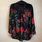 Soft Surroundings Shirt Size Small Black Velvet Red Floral Flowers Roses Buttons Photo 8