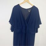 Jessica Howard Plus Size Navy Surplice Ruched Jersey Jumpsuit in 2X Photo 2
