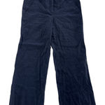 Theory Pants Womens 12 Navy Blue Linen Blend Wide Leg Stretch Dress Trousers Photo 0