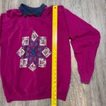 Hanes Vintage Magenta Pink Floral Granny Quilt  Crewneck Sweatshirt Women's Large Photo 4