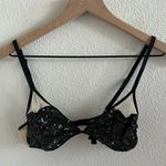 Victoria's Secret Victoria’s Secret Sequin Mesh Bralette Neutral Black Tan Nylon Small Photo 0