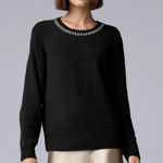 Vera Wang Simply  Knit Sweater Women's Sz Xs Necklace Sweater Diamonds Holiday Photo 0