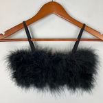 NEW Sugar Thrillz Black Feather Spaghetti Strap Bralette Size XXS Photo 0