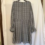 Sam Edelman Women's Size 12 Black White Plaid Long Sleeve Tie Front Midi Dress Photo 3