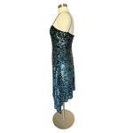 Emporio Armani Vintage Silk Sequin Dress Blue Green Black Asymmetric Size 8 Photo 2