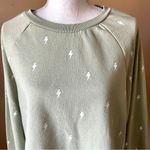 Pink Rose | Sage Green Lightning Bolt Graphic Cropped Sweatshirt Sz XL Photo 1