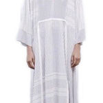 ZARA  White Black Stripe Long Sleeve Midi Dress Asymmetrical Hem Women's Medium Photo 0