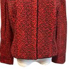 Vtg 80's Maggy London 100% Silk Jacket Womens Sz 14P Red Black Leopard Coat Photo 3