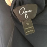 AQUA  Navy Satin Trim Cut Out‎ Short Sleeve Top Photo 5