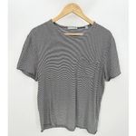 Vince Black White Striped Pima Cotton Tee T-Shirt Front Pocket Womens Medium Photo 7