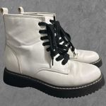 Madden Girl  | Kurrt White Paris & Black Lace-Up Combat Ankle Boots Size 7 Photo 1