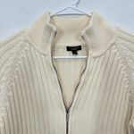 Talbots  Cream Ribbed Mockneck‎ Full Zip Sweater Gilmore Girls Fisherman Photo 2