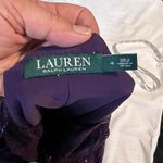 Lauren Ralph Lauren Purple Sequin Lace Cocktail Dress Cowl Neck Ruched Size 4 Photo 4