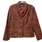 Requirements Vintage Boucle Cropped Tweed Jacket Red Orange Women’s Size 12 Photo 0