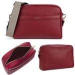 Furla Avril BAPWAVR Burgundy Wine Pebbled Leather Guitar Strap Crossbody Bag Photo 11