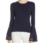 Milly White Cut-Out Flare Long Sleeve Knit Pullover Sweater Top Size M Photo 1