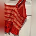 Steve Madden NWT Madden NYC Size XL Orange Coral Stripe Crochet Crop Top V Neck Adjustable Photo 10