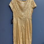 Adrianna Papell NWT WO SIZE 10 SHORT SLEEVE MIDI GOLD SEQUIN COCKTAIL DRESS Photo 9