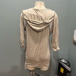 Ella Moss  Oatmeal Beige Grey White Stripe Hooded Scoop Neck 3/4 Sleeve Top Small Photo 6