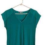Adrienne Vittadini Green Mixed Material Short Sleeve Top Photo 2