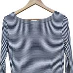 Banana Republic Stripe Side Rouched Dress 3/4 Sleeve White Navy Size Medium Photo 5