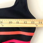 VTG LL Bean Black Stripe One Piece Swimsuit Modest Sporty Attached Shorts USA 8 Photo 5