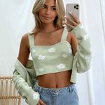 Isabelle's Cabinet Alice Sage Floral Knit Set  Photo 0