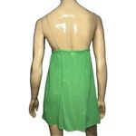 Lauren Moffatt Vintage S Gauzy Green Gold Accent Spaghetti Strap Babydoll Dress Size 2 Photo 4