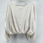 Free People We The Free Cuddle Bubble Blouse Crop Pointelle Raw Edge White M Photo 5