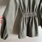 Very J  Sage Green Long Sleeve Cinched Waist Mini Dress Cutout Back Size Small Photo 1