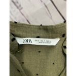 ZARA  Babydoll Dress Womens S Army Green Polka Dot Split Mock Neck Viscose Photo 2