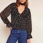 RIXO Lasca Ruffled Silk Polka Dot Blouse in black and white Size 6 Photo 1