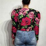 Nuit Black Floral Silk Cropped Vintage Bolero Jacket Sz M Size M Photo 7