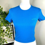 BDG Urban Outfitters Blue Cropped Baby Tee Ribbed Shirt NEW Size S Photo 1