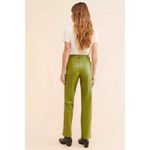 En Saison Faux Leather Pants Women's Size S Green Olive Straight Leg Photo 1