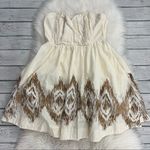 Anthropologie Moulinette Soeurs, Cream and Gold Strapless Dress, Size 6 Photo 0