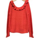 Anthropologie  Women’s Size XL Pink Fluffy Ruffled Boatneck Sweater Photo 2